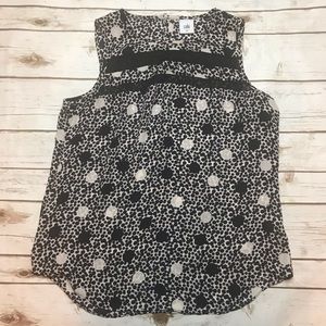 CAbi Jot Dot Polka Black and White Sleeveless Top